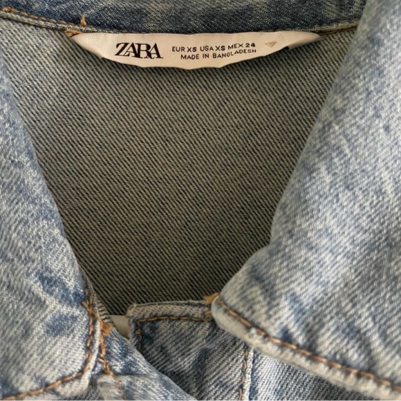 Zara - Jean Oversized button up shirt - T-shirt - overshirt - shacket - Raw hem - Picture 2 of 4